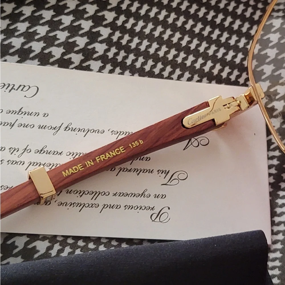 Cartier Gold and Brown Metal Eyeglasses - Picture 5 of 11